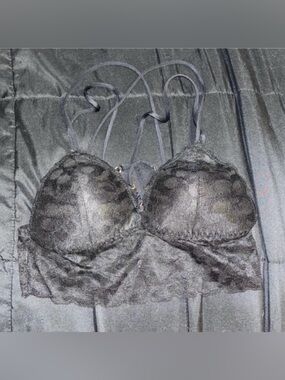 Black Lace Bralette with Strappy Back